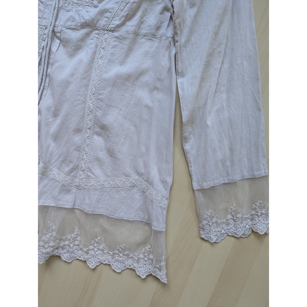 Sundance Lace Embroidered Peasant Princess Boho‎ Flute Sleeve Babydoll Tunic L - Picture 7 of 16
